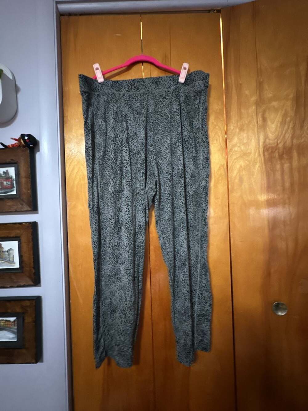 M&S Collection Animal Print Pants Size 20 REG Gray Green Lounge Trousers